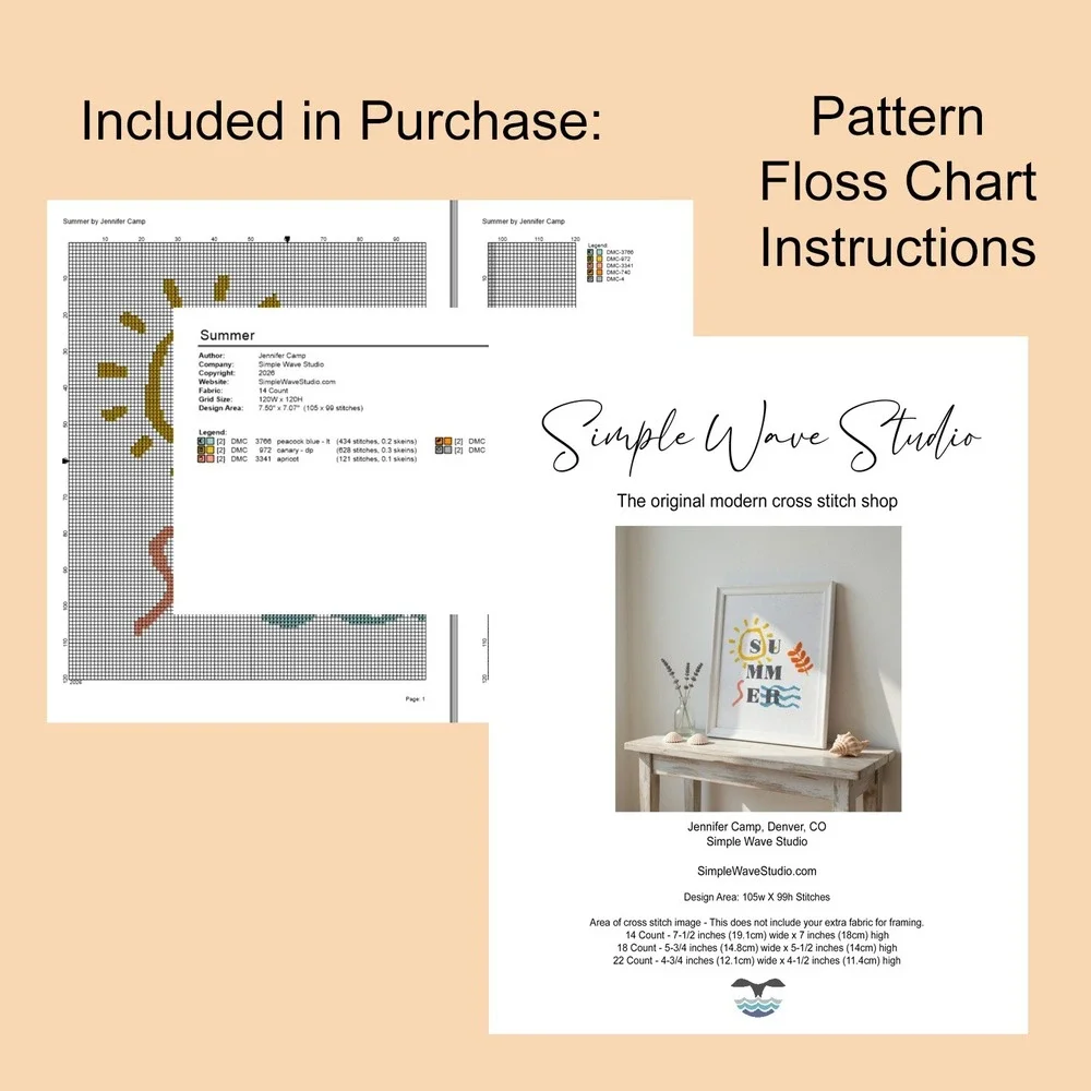 Summer Beach Sun Counted Cross Stitch Pattern - Picture 4 of 4